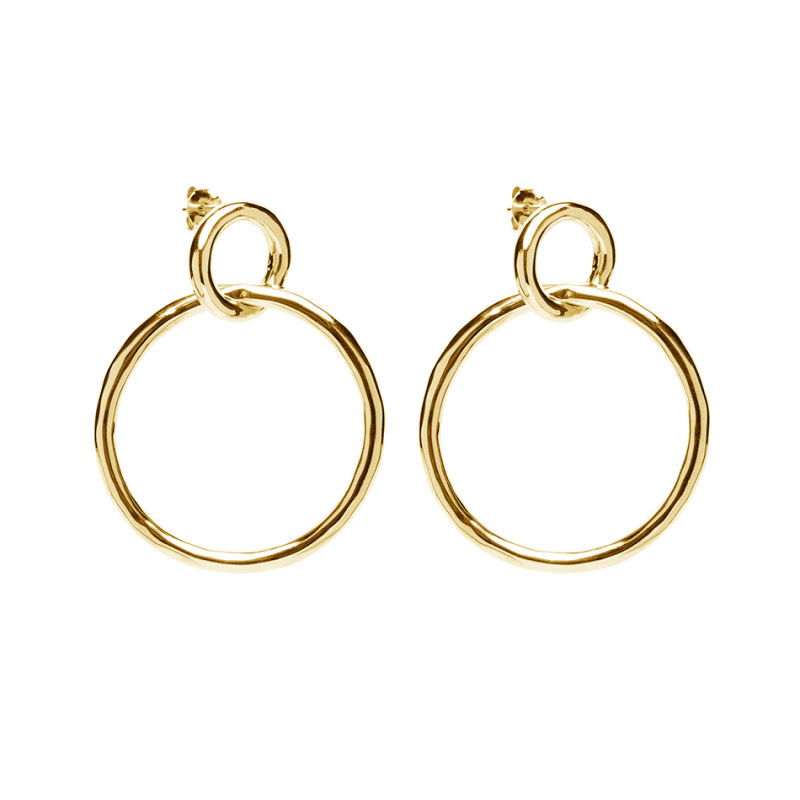 Trendy Design Jewelry 925 Sterling Silver 18K Gold Plated Stud Circle Pendant Earrings