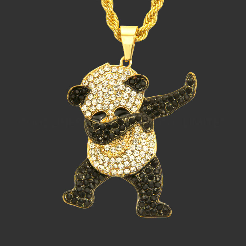 Hip Hop Europe Panda Diamond Pendant Personality Men Fashion Necklace