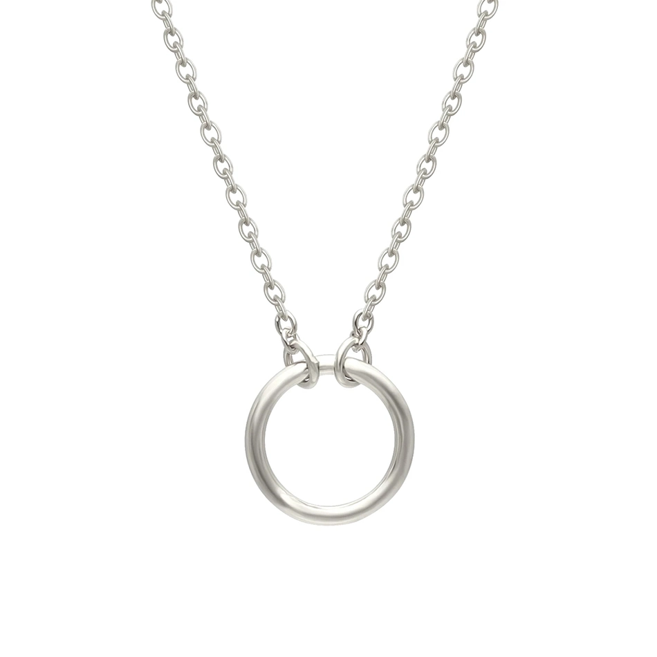 Minimal 925 Sterling Silver Women Necklace Jewelry 18K Gold Plated Circle Pendant Necklace