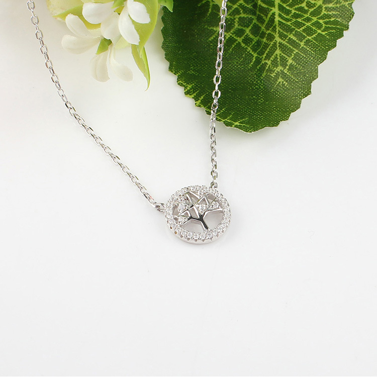 Trendy 925 Sterling Silver Simple Life Tree Necklace