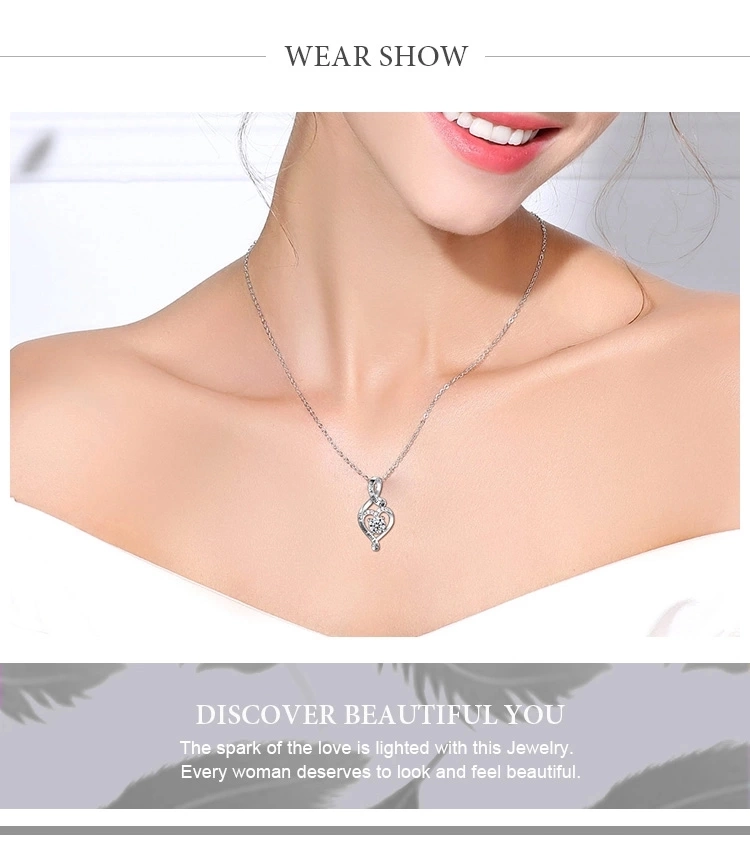 925 Sterling Silver CZ I Love You to The Moon and Back Heart Necklace