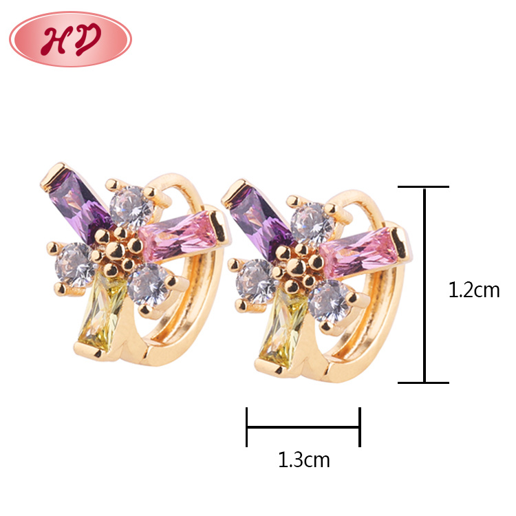18K Gold Plated Fashion Hoop Huggie CZ Earrings for Women