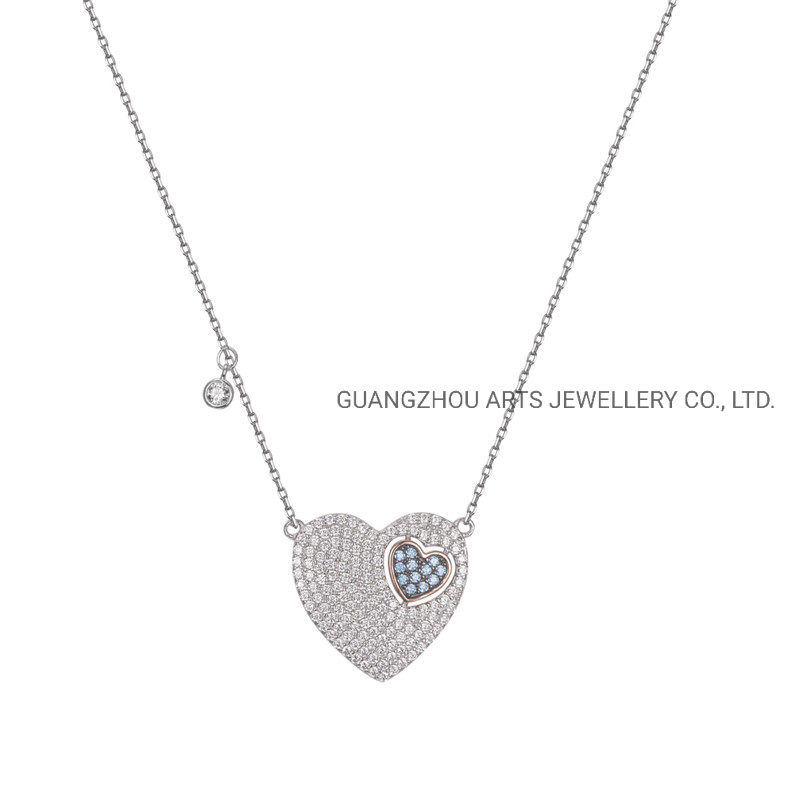 Heart-in-Heart Silver Pendant Necklace