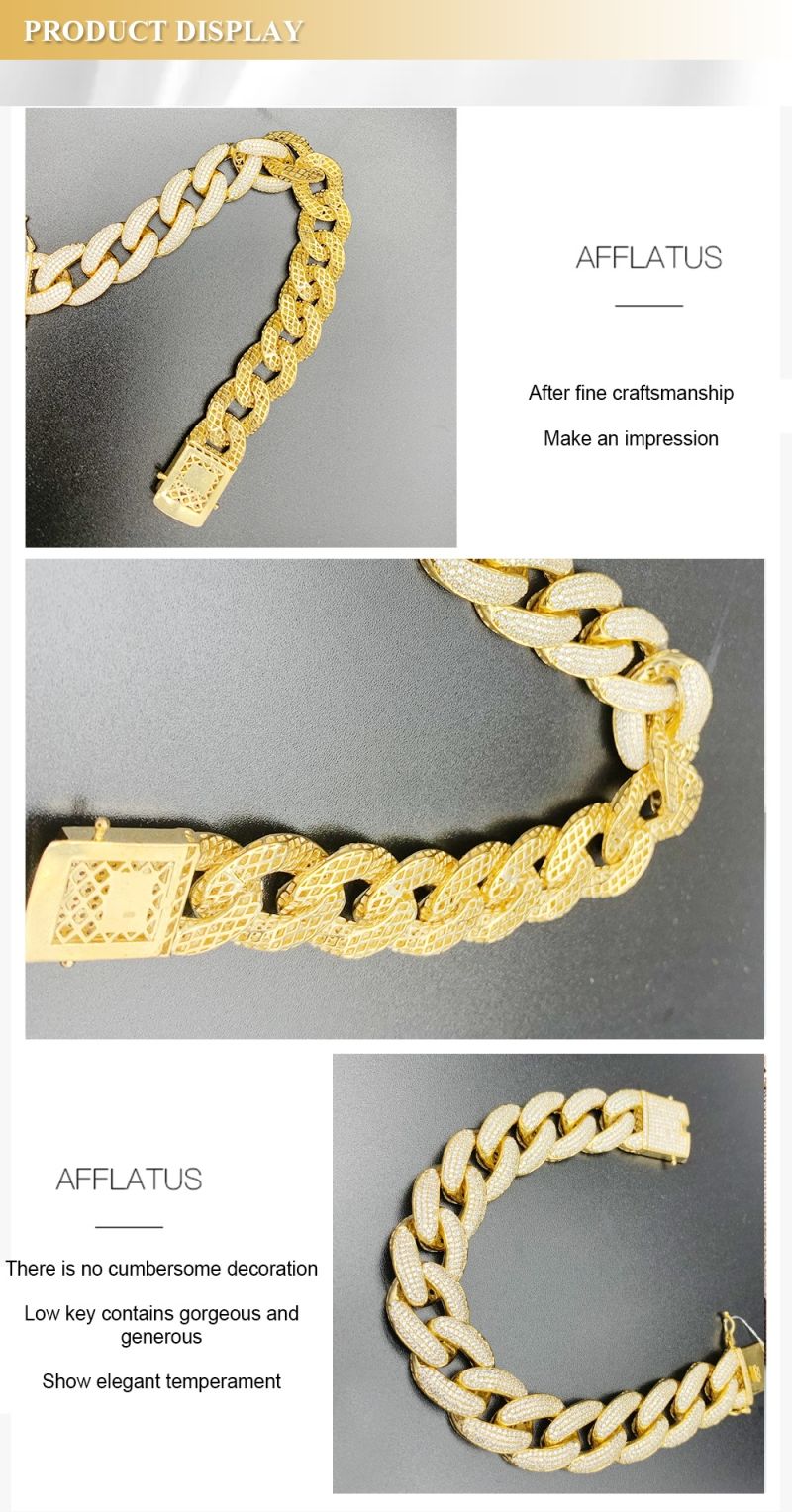 Hip Hop Classic 14K Link Chain Prong Necklace/Bracelet for Men Women