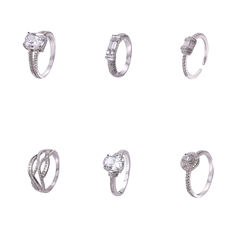Fashion Diamond Ring Jewelry Handwork Jewelry 18K Gold Metal Glass Ring