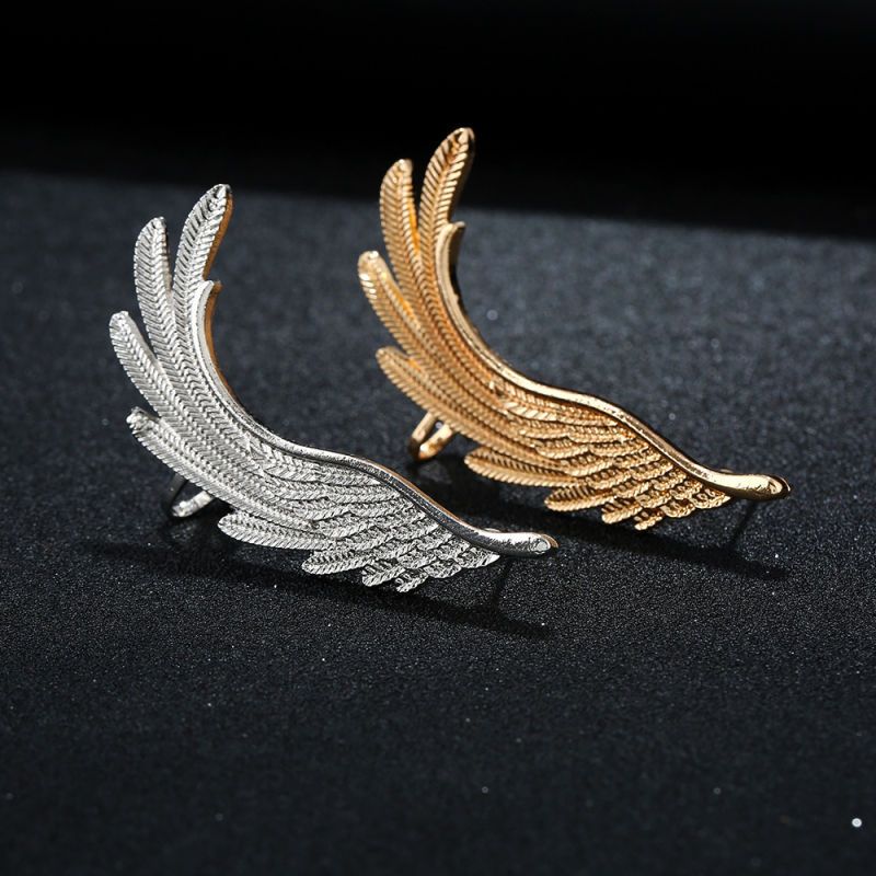 Hot Selling Personality Exaggerated Fashion Feather Wing Earring Ear Clip