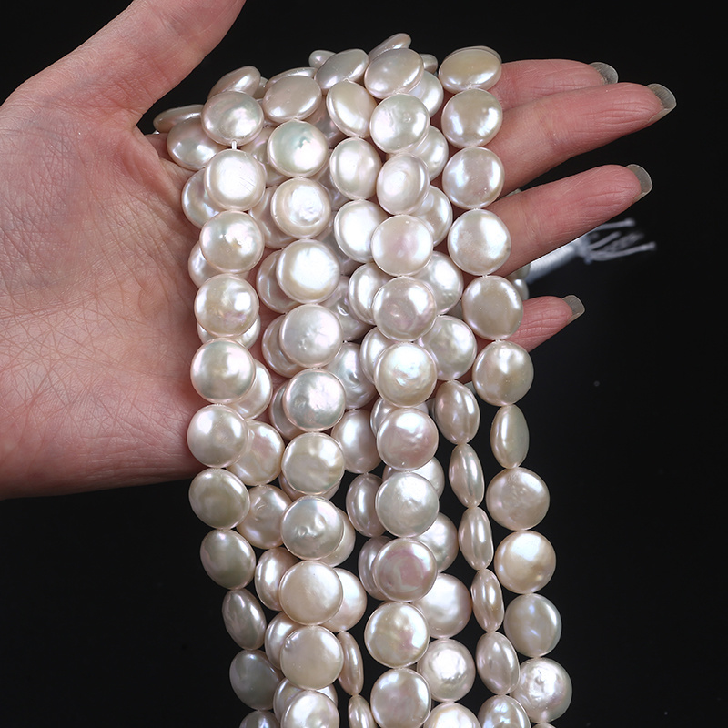 12-13mm Aaaa Quality Coin Shape Freshwater Pearl Strand