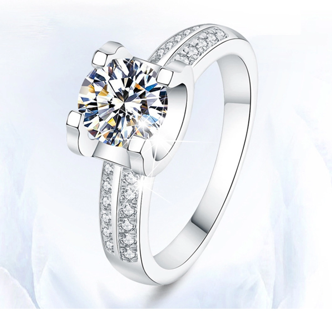 New Design Classic Fashion Wedding Jewelry Sterling Silver Jewellery Shiny Round CZ Stone Ring