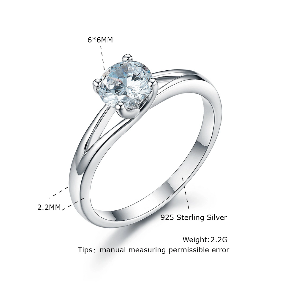 925 Sterling Silver Jewelry Engagement Anniversary Solitaire Ring for Women Wedding Jewelry