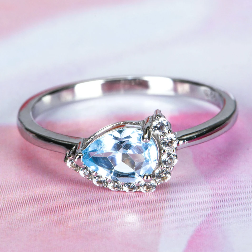 925 Sterling Silver Pendants Natural Blue Topaz Pendants Necklaces Wedding Jewellery Sets