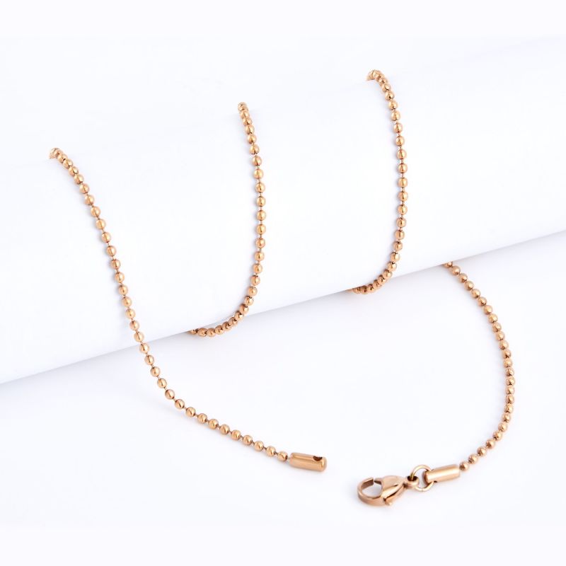 Factory Supplier 18" 20" 22" 24 Inch Stainless Metal Fashion Jewelry Balls Chain Rose Gold Plated Bangle Bracelet Necklace Jewelry