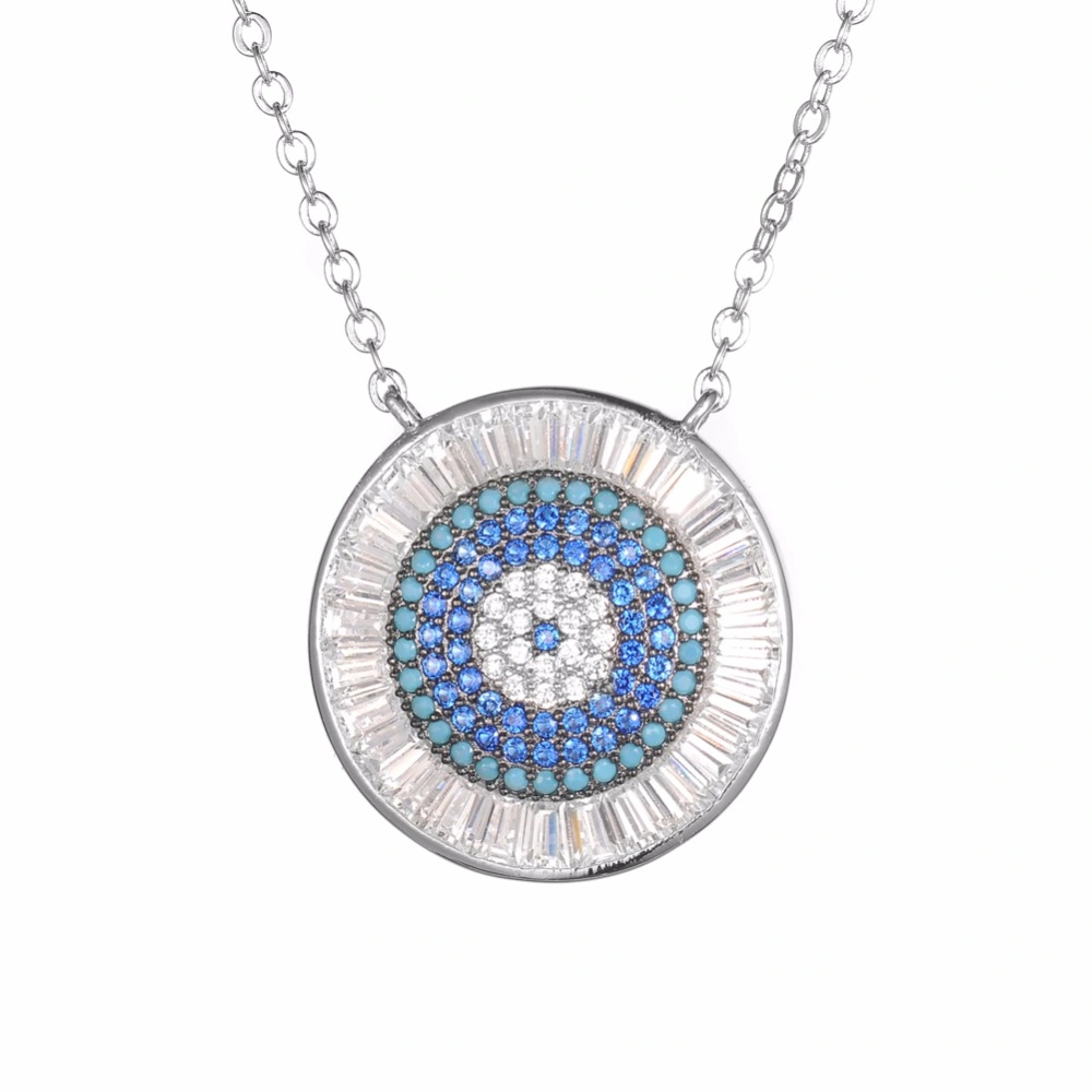 925 Sterling Silver & CZ Necklace Fshion Jewelry Jewellery Evil Eye