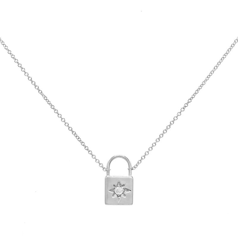 925 Sterling Silver Choker Necklace 18K Gold Plated Starburst Lock Necklace