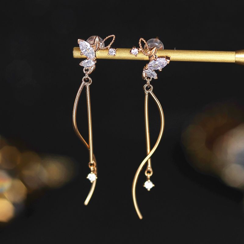 Fashion Jewelry 925 Silver CZ Rose Gold Drop Earring for Gift/Aretes
