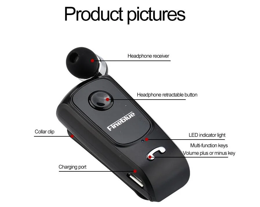Wireless Bluetooth Earphone Auriculares Driver in Ear Calls Vibration Remind Wear Clip Earphone