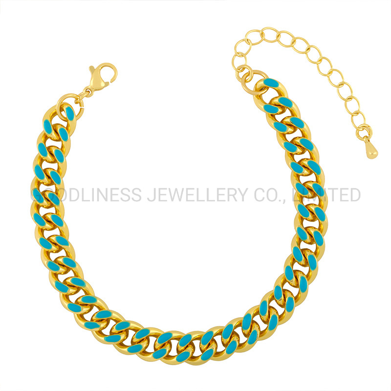 Hip Hop Enamel Color Bohemian Style Jewelry Cuban Chain Bracelet
