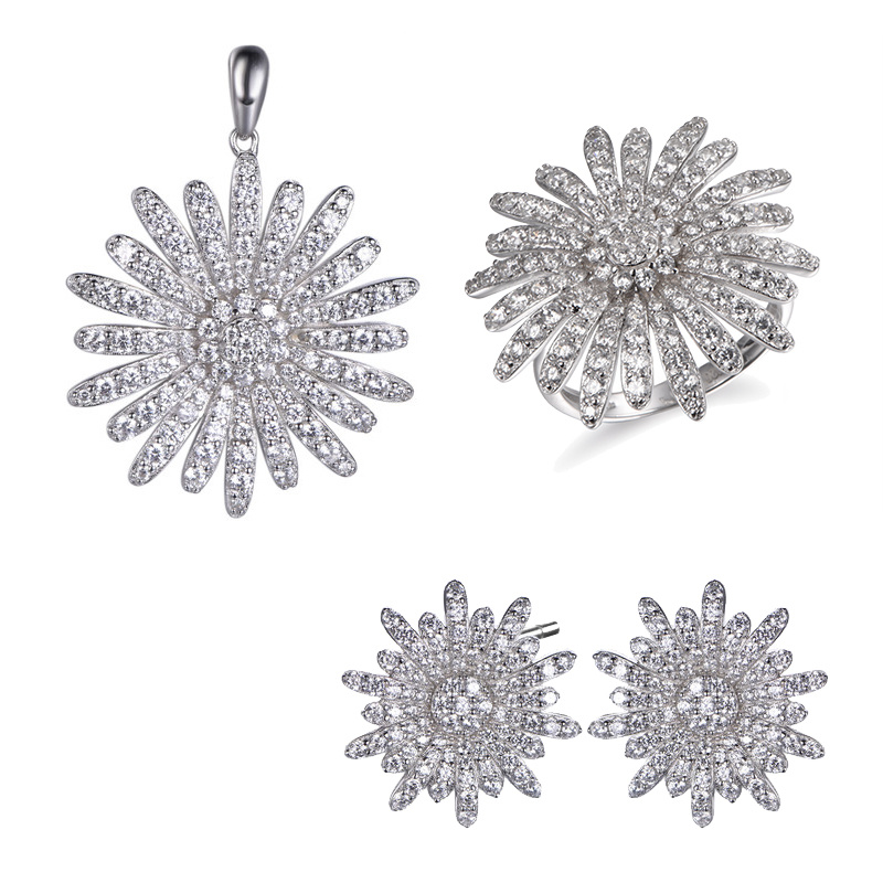 925 Silver Plain Engraving Earring Necklace Bracelet Jewelry Set
