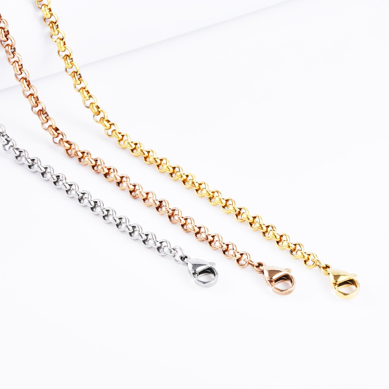 Classic Gold Plated Belcher Rolo Chain Stainless Steel Jewelry Bracelet Anklet Fashion Jewellery Customized Necklace
