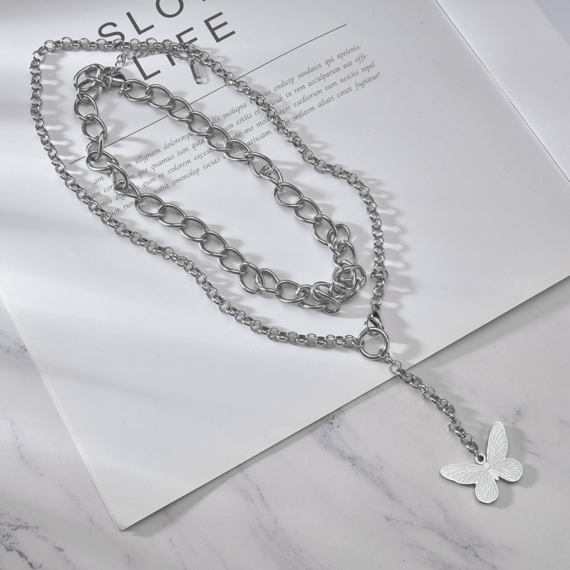 Fashion Trend Metal Butterfly Necklace Female Clavicle Chain