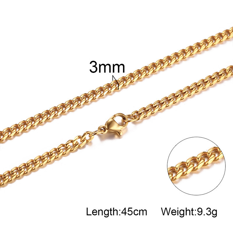 Six-Sided Grinding Chain Necklace Fashionable Chain Overlapping Chain