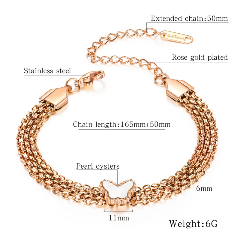 Fashion Women Multi-Layer&#160; &#160; Chain Butterfly&#160; Stainless Steel Bracelet