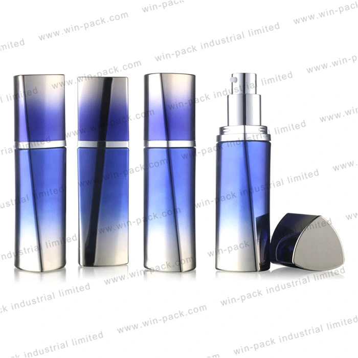 Custom Color 15ml Acrylic Blue Color Triangle Shape Luxury Airless Pump Bottle for Sale