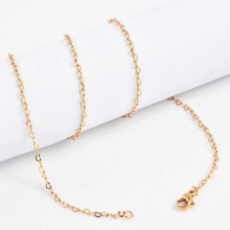 Jewelry Manufacturer Heart Links Chain Stainless Steel Gold Plated Bracelet Anklet Lady Jewellery for Fashion Necklace Design