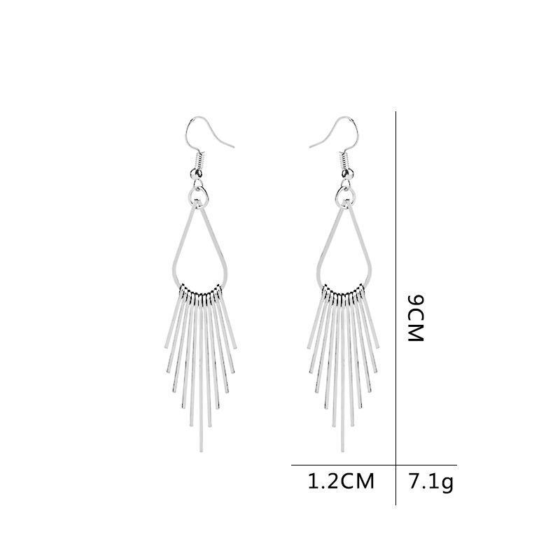 Fashion Summer Jewelry for Lady Geometric Temperament Long Tassel Hook Earrings