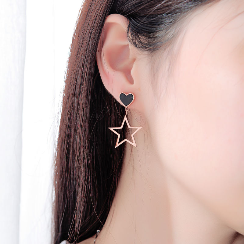 Love Five-Pointed Star Pendant Stainless Steel Earrings Stud