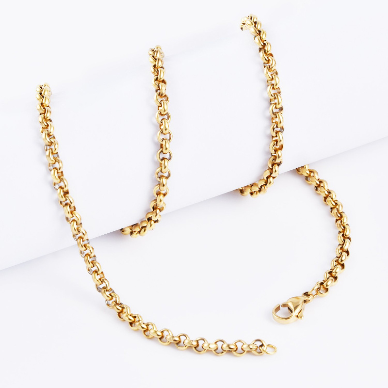 Classic Gold Plated Belcher Rolo Chain Stainless Steel Jewelry Bracelet Anklet Fashion Jewellery Customized Necklace