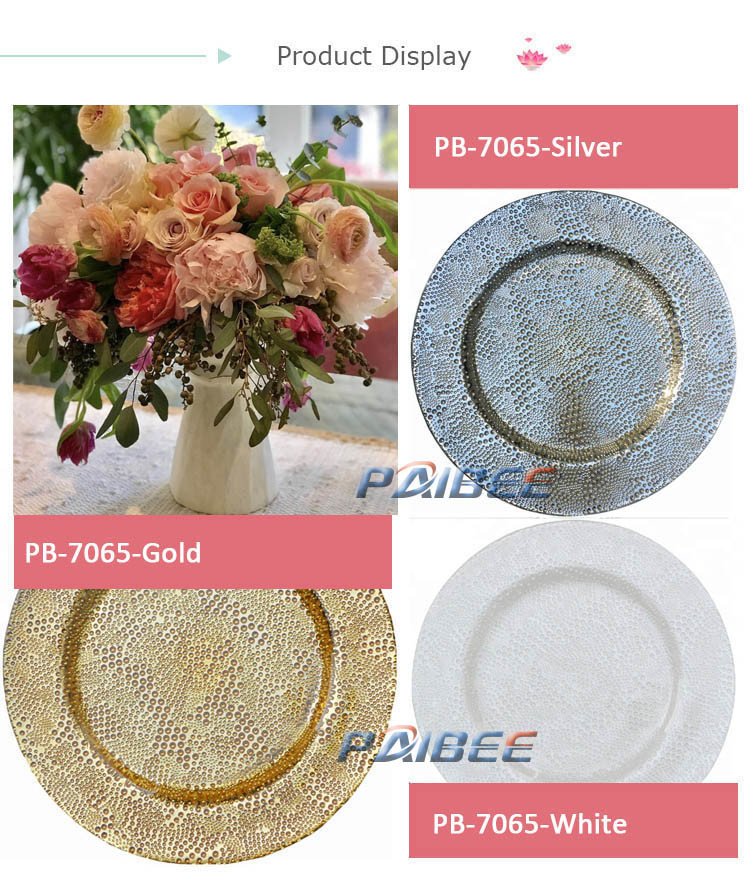 Wedding Pearl White Color Charger Plates Dewdrop Service Plate Dinner Plate