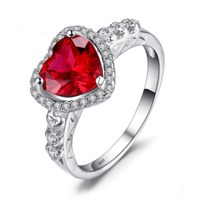 Wholesale 925 Sterling Silver Jewelry Created Gemstone Ruby Ring Jewelry Set