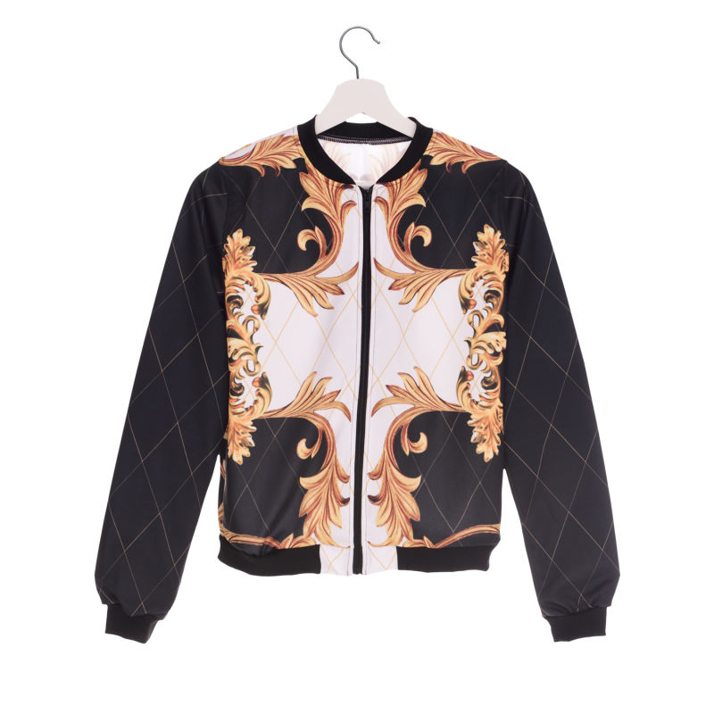 Sportwear Factory Clothes Printing Top Unisex Bomber Outdoor Clothing Baroque Laisure Jacket