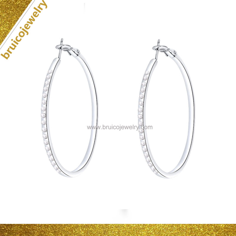 Trendy Hip Hop Jewelry 925 Sterling Silver Jewellery 18K Gold Plating Wholesale Hoop Earring with Black Diamonds