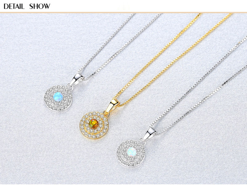 Luxury 925 Sterling Silver CZ Opal Initial Pendant Necklace