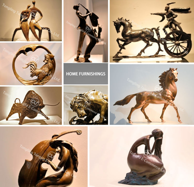 Bronze Sculpture Gold and Red Copper for Home and Office Decoration