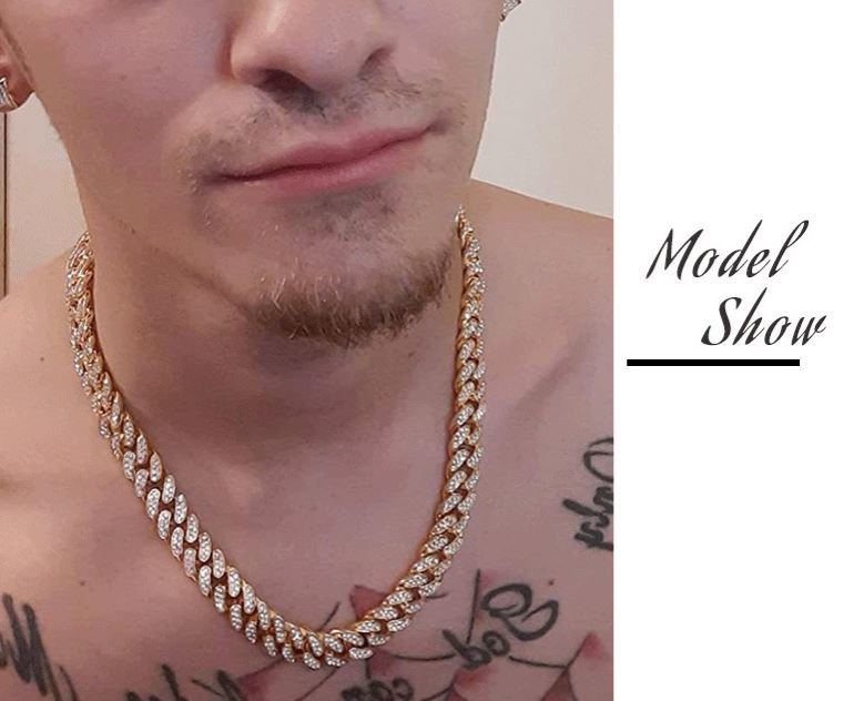 Simple Design Hip Hop Jewelry18K Gold Plated Iced out Cuban Link Chain Necklace for Men
