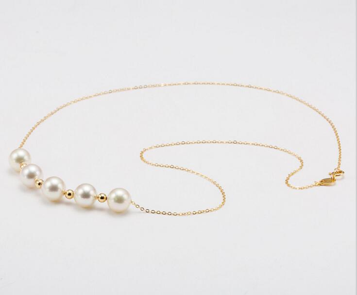 Fashion 18k Gold Plated Stainless Steel Pearl Jewelry Necklace