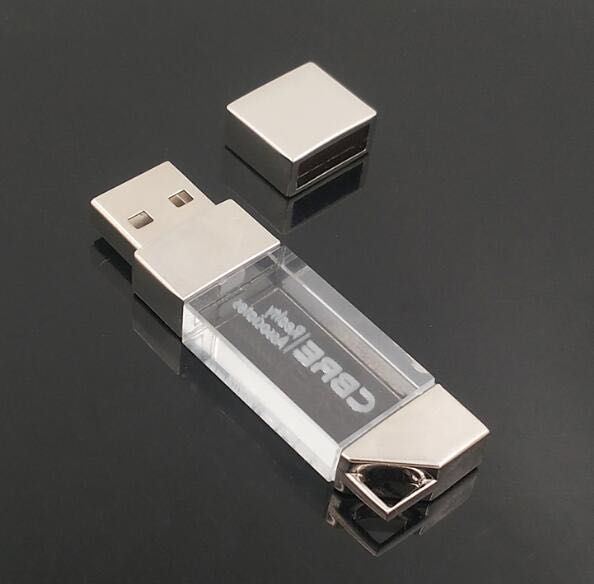 Custom Logo Promotional Gift Crystal LED Light USB Drive Cheap Bulk 2GB 4GB 8GB 16GB 32GB Crystal USB Flash Drives,