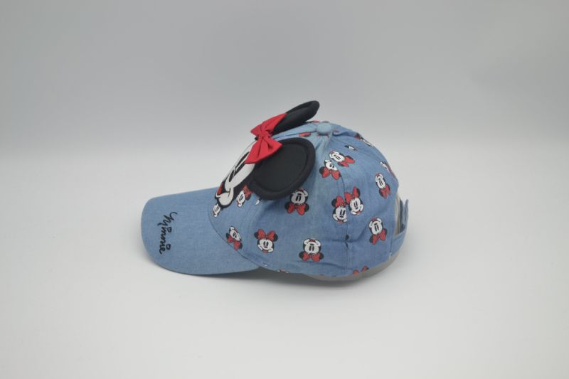 100% Cotton Lovely Mouse Pretty Girls Children Cap Blue Embroidery Boys Kids Baseball Cap with Cute Ear