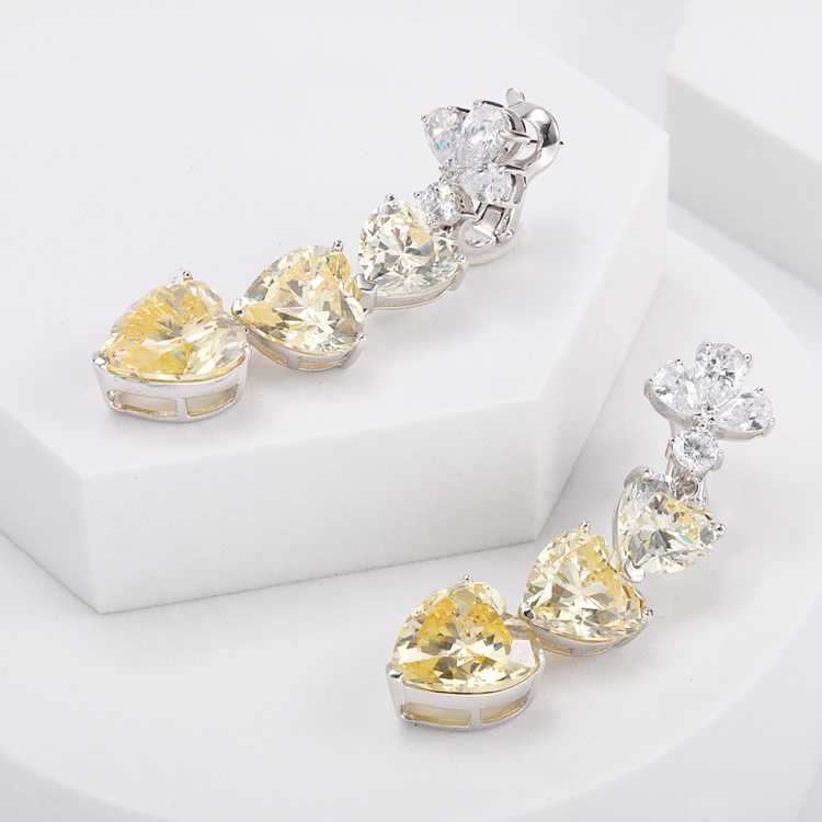 Heart Shape Earrings Yellow Gold Earrings for Women