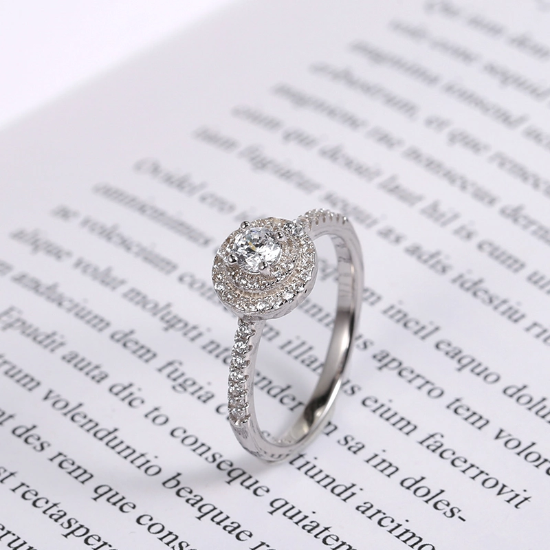 Elegant Classic CZ Bridal Wedding Jewelry 925 Sterling Silver White Gold Diamond Rings for Women