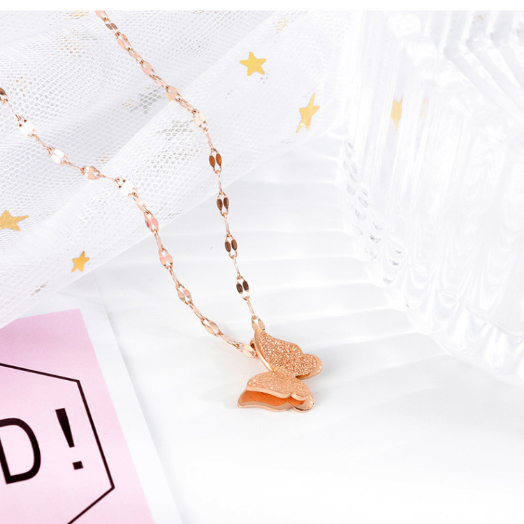 Trendy Gold Plated Dainty Women Butterfly Necklace