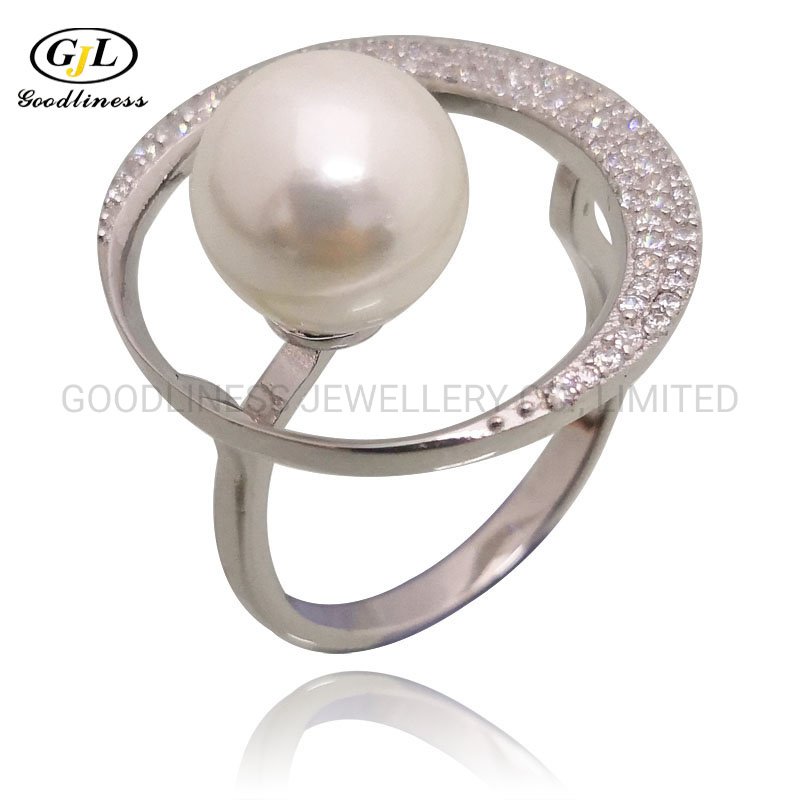 Wholesale New Freshwater Pearls CZ 925 Sterling Silver Ring