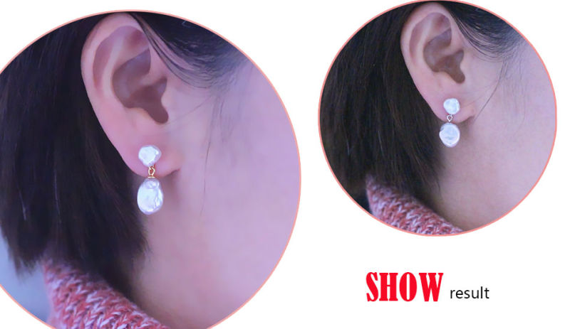Fashion Pearl Jewelry Double Pearls Natural Genuine Baroque Keshi Freshwater Pearl Earrings
