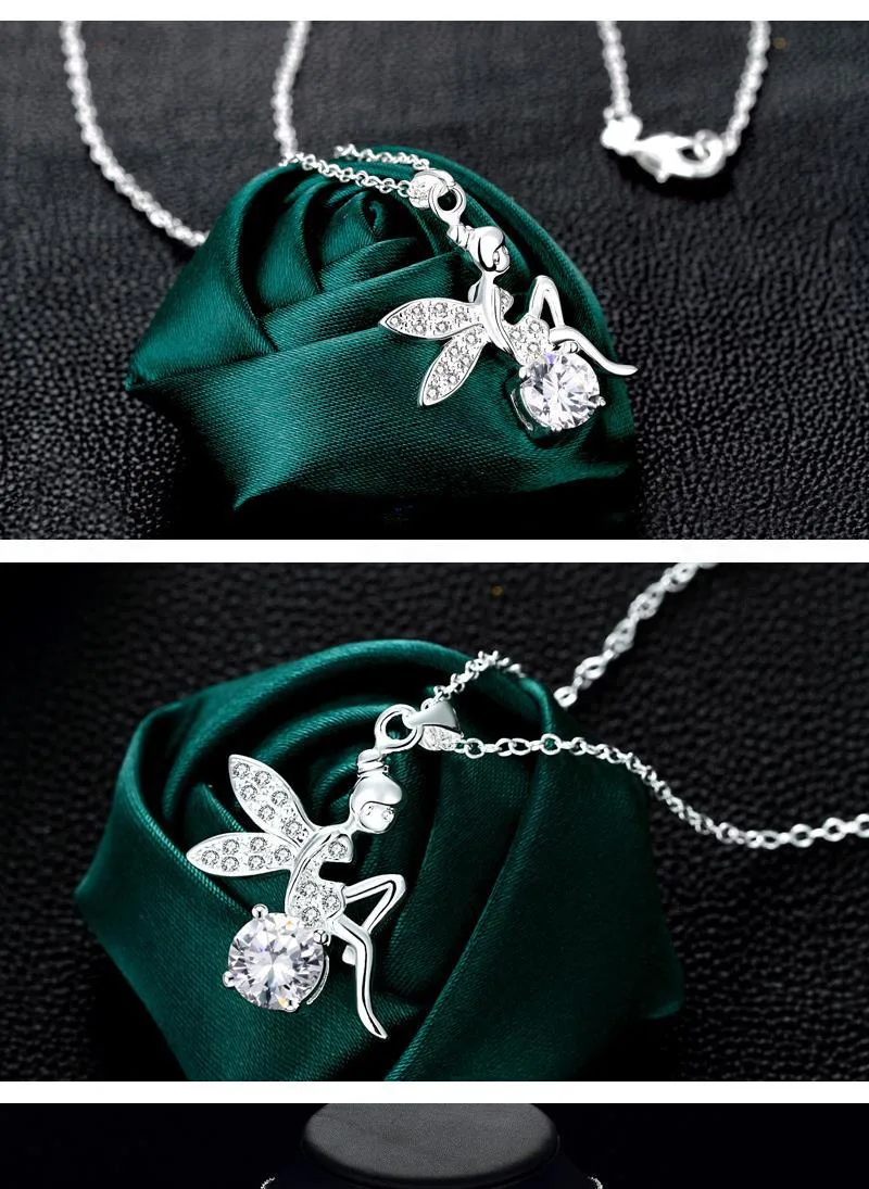 Fashion Butterfly Girl Set Zircon Anti-Allergy Joker Necklace Simple Joker Party Dress Accessories Necklace