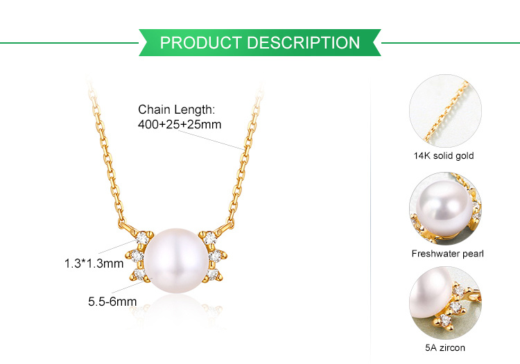 Wholesale 14K 18K Gold Necklace Fine Freshwater Pearl Gold Necklace for Women