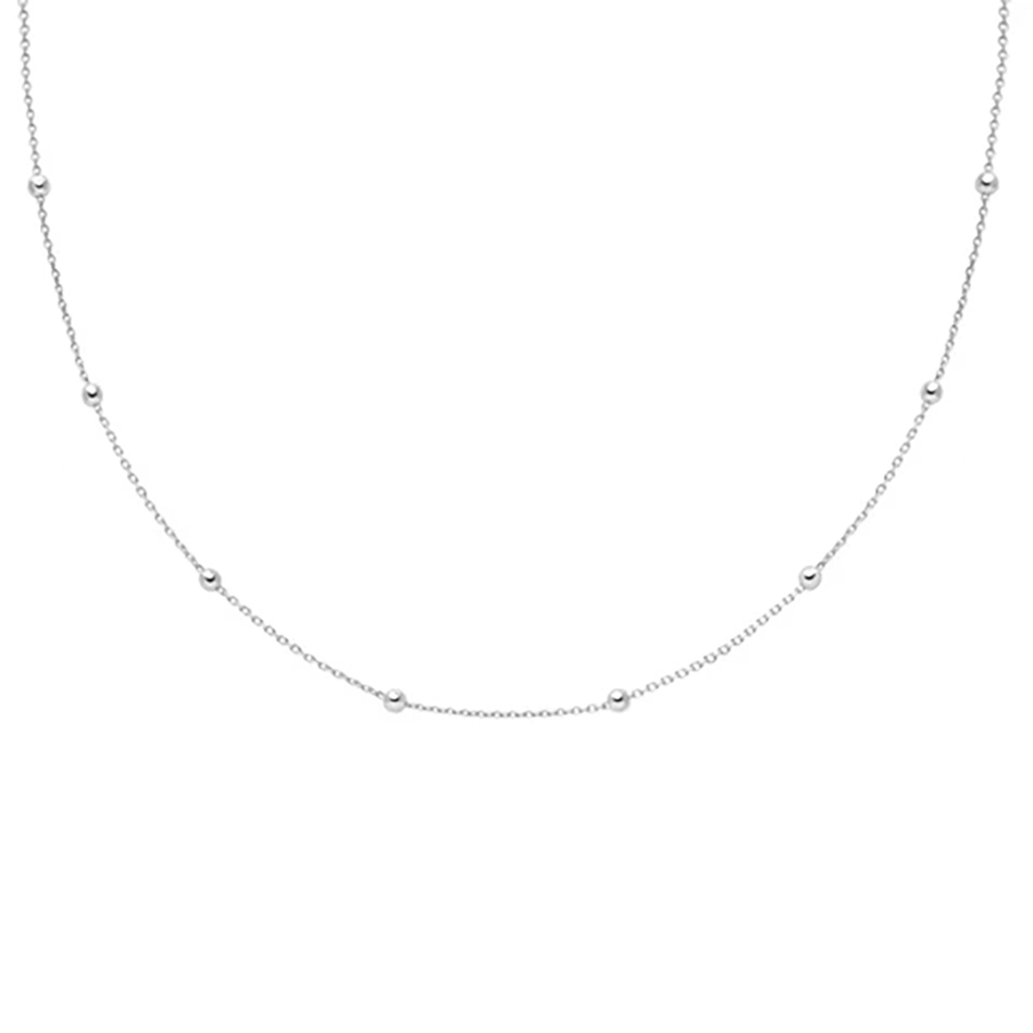 925 Sterling Silver Hot Necklace 14K Gold Plated Jewelry Basic Large Beaded Choker Necklace