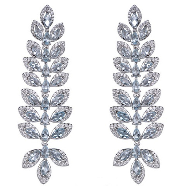 925 Silver Party Luxury Leaf Drop Earring with Pearl