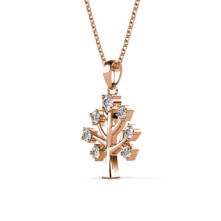 Premium Austrian Crystal Family Tree of Life Pendant Necklace Plant Jewelry 2021